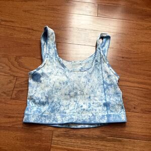 Urban Outfitters Blue and White Cut Out Bralette Size Medium/Large